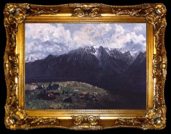 framed  Gustave Courbet Panoramic View of the Alps, ta009-2
